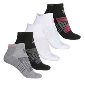 New Spyder Women Visible Tech Half Cushion Low-Cut Socks 5 Pair Black White Gray